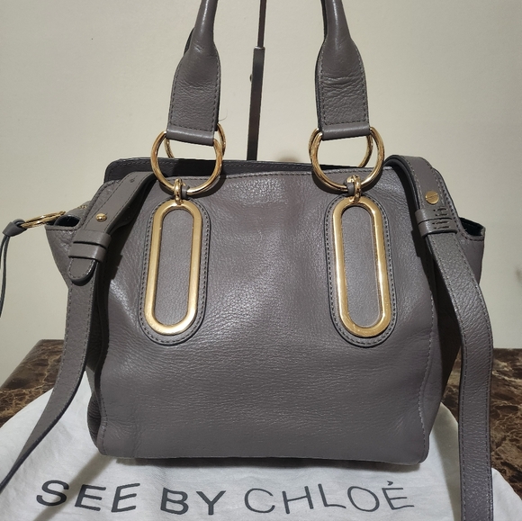 See By Chloe Paige Grey Leather 2way Shoulder Bag, Dustbag & COA EUC - Picture 13 of 15